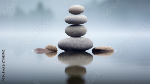 balanced stones in water  minimalism  concept  Signpost in life  copy space  16 9