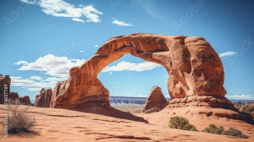 beautiful gigantic arch of stones and sand in the desert