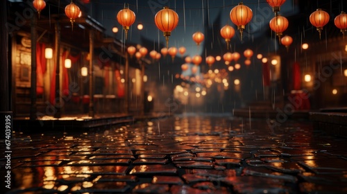 Chinese New Year Lanterns Old Town , Bright Background, Background Hd