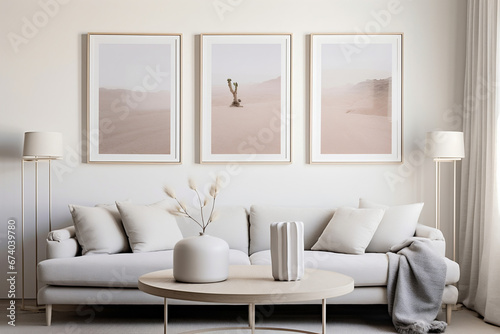 Boho Desert Interior Design Photography    Photo Frame Mock-Up   Living Room 3 Frames
