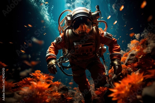 Amidst a cascade of asteroid debris  an astronaut floats serenely in the boundless universe  epitomizing the zenith of human travel into uncharted realms of space.