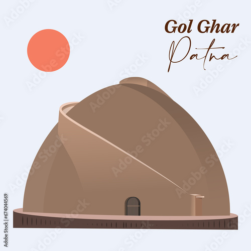 Gol Ghar_Building_Patna_Bihar Minimalist Vector Illustration
