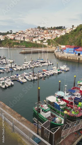 Lastres Port. Council of Colunga, Asturias. Vertical format