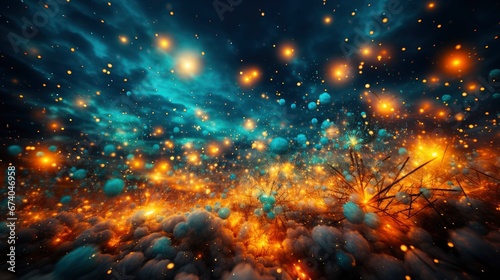 Below Shot Wonderful Vivid Fireworks Exploding, Bright Background, Background Hd