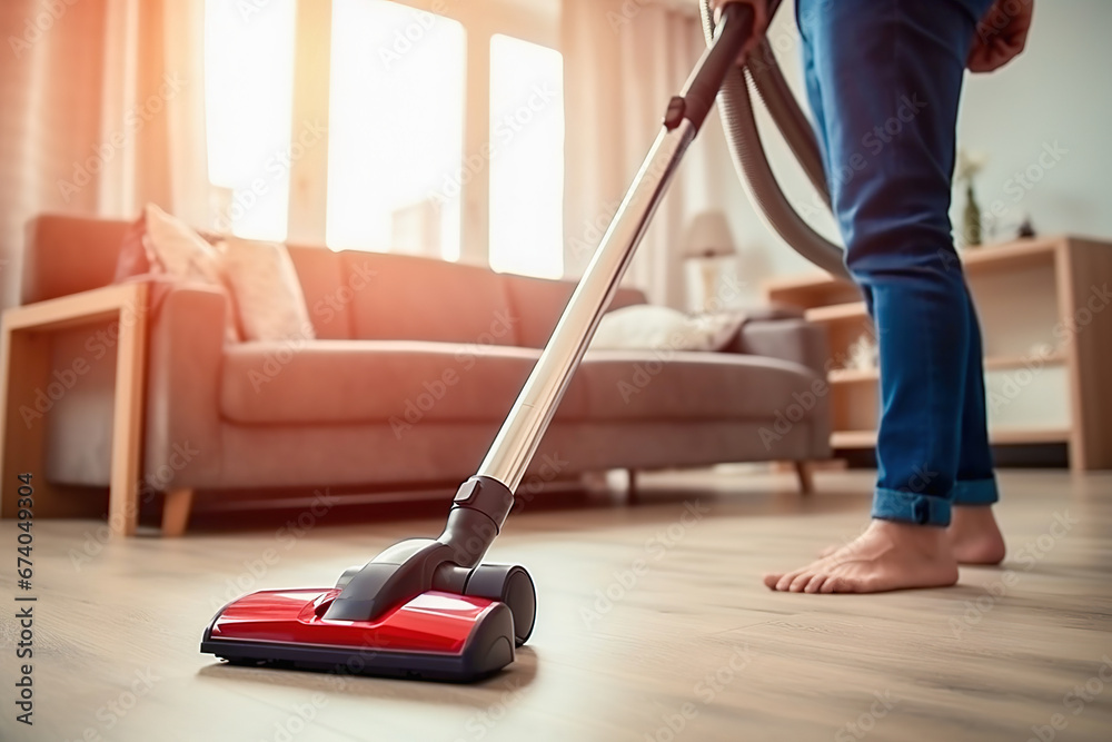 Room cleaning with a vacuum cleaner. Close-up. Room cleaning with a vacuum cleaner. Close-up.