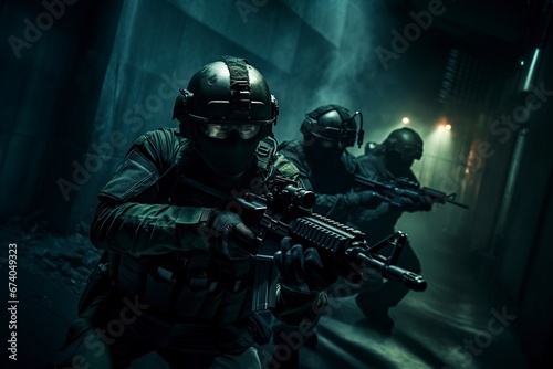 military special forces infiltrating the enemy camp