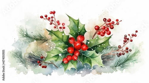 Watercolor christmas wreath