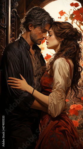 With a backdrop of historical elegance, this romance novel's cover design unfolds a love story of a Victorian couple.