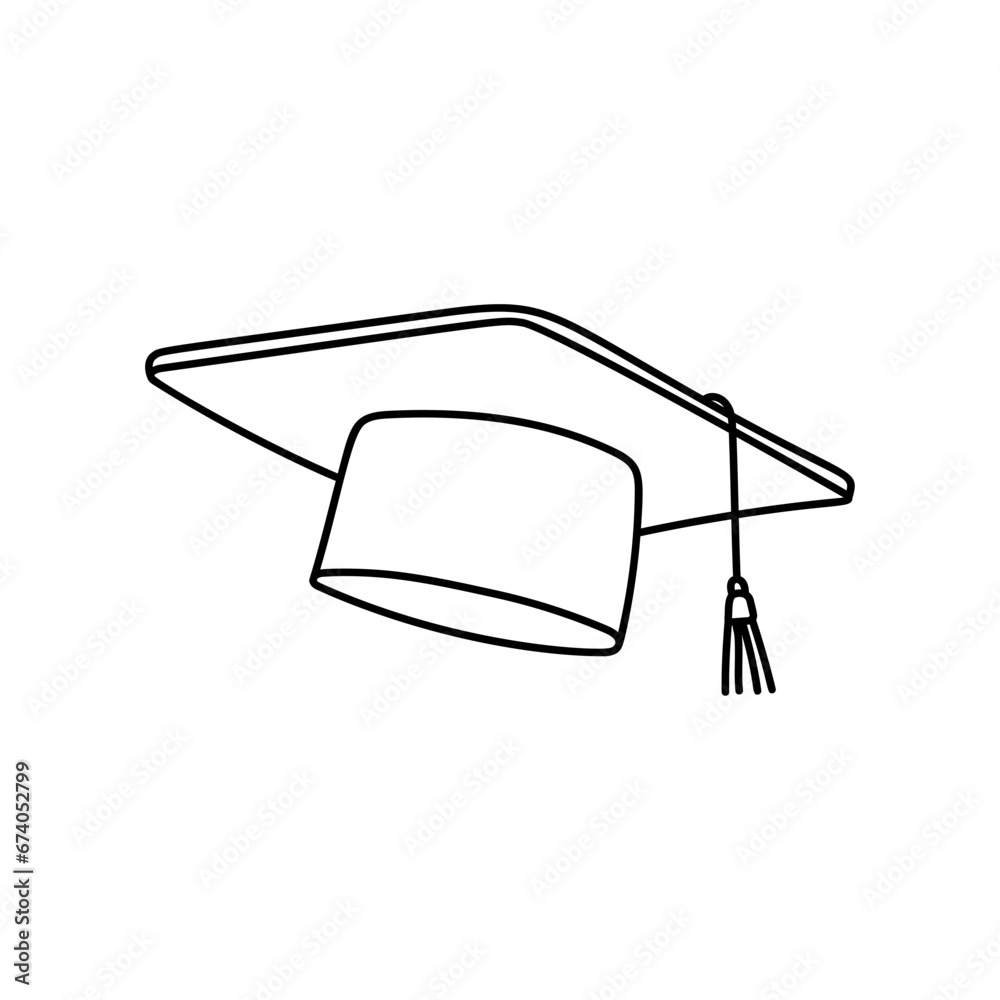 Graduation cap vector icon in doodle style. Symbol in simple design. Cartoon object hand drawn isolated on white background. Graduation cap vector icon in doodle style. Symbol in simple design. Cartoon object hand drawn isolated on white background.