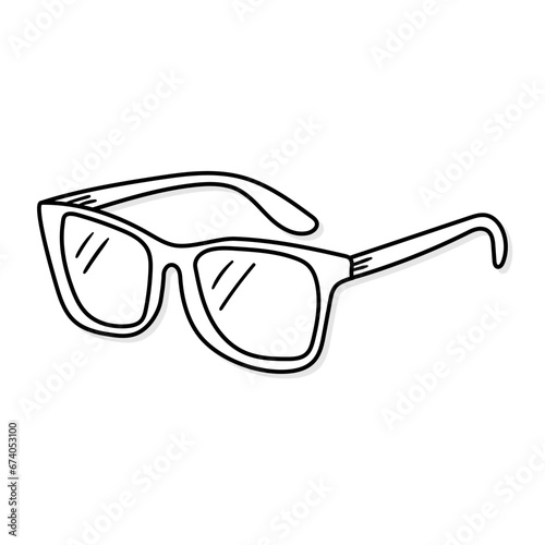 Glasses vector icon in doodle style. Symbol in simple design. Cartoon object hand drawn isolated on white background.