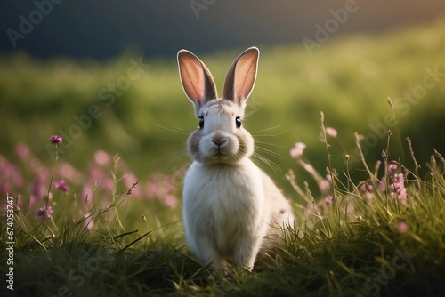Serenity in the Grass: The Delicate Dance of a Countryside Bunny © Anisgott