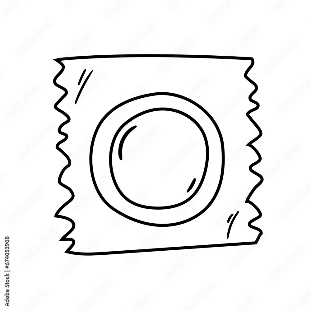 Condom vector icon in doodle style. Symbol in simple design. Cartoon ...