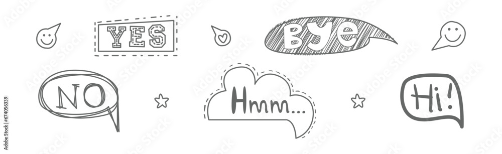 Sketch Speech Bubble with Cool Text Vector Set