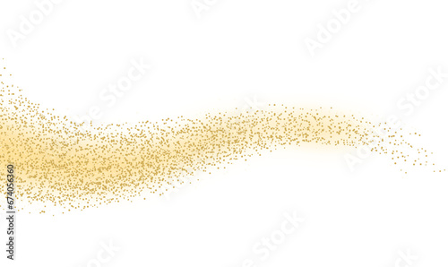 Vector gold glitter wave abstract background, golden sparkles on white background