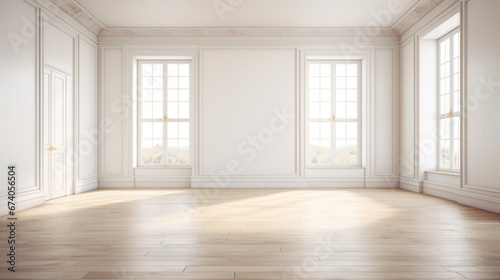 An empty room awaits the perfect furniture and d  cor
