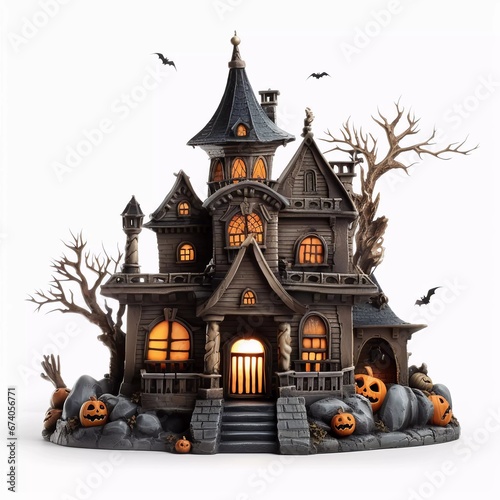 Halloween castle house on isolated white background © Ahmad