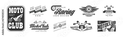 Racing Club and Motorcycle Ride Logo and Emblem Vector Set