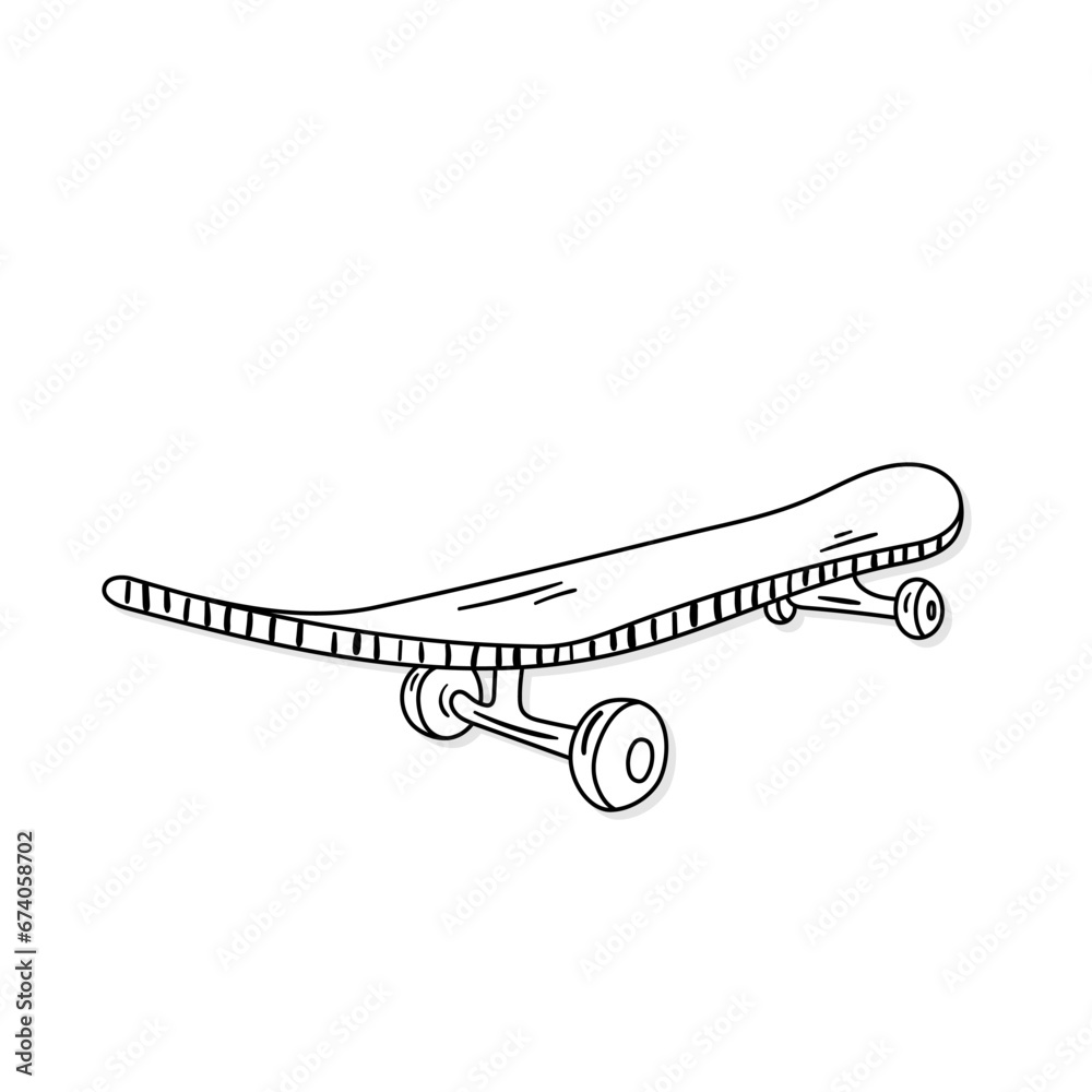 Skateboard vector icon in doodle style. Symbol in simple design. Cartoon object hand drawn isolated on white background. Skateboard vector icon in doodle style. Symbol in simple design. Cartoon object hand drawn isolated on white background.