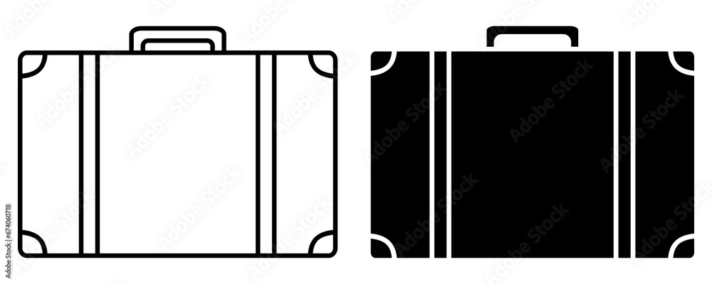 Fotografie Suitcase outline and silhouette icon set