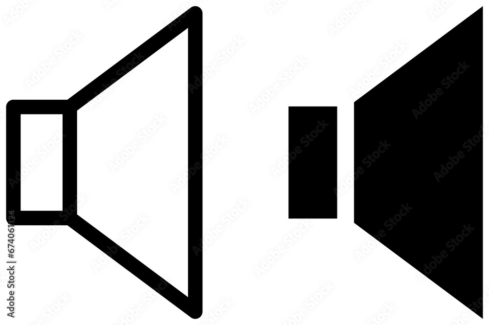 Speaker icon set. Loudspeaker outline and silhouette illustration. Speaker icon set. Loudspeaker outline and silhouette illustration.