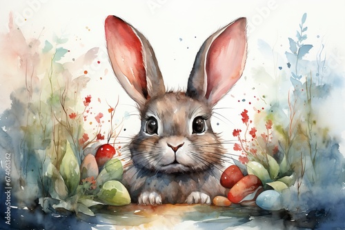 Soft pastel shades craft an Easter rabbit, a watercolor wonder that embodies the freshness of spring
