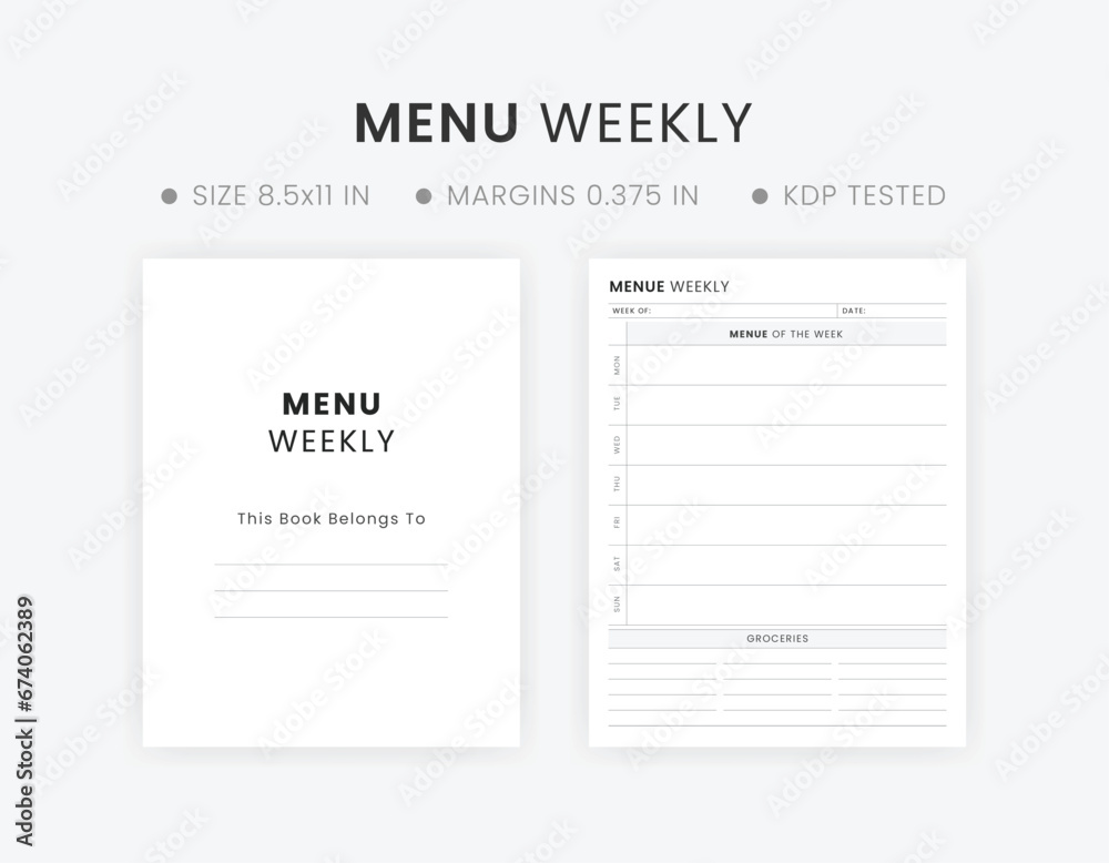 Weekly Menu Planner Template for Home and Restaurant with Grocery List Printable Weekly Menu Planner Template for Home and Restaurant with Grocery List Printable