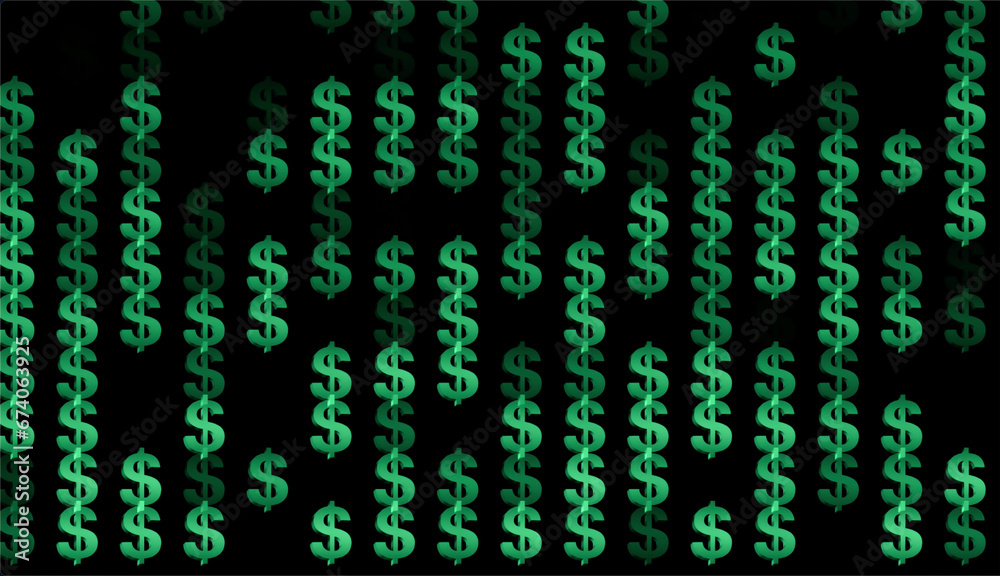 Green dollar signs on screen Green dollar signs on screen
