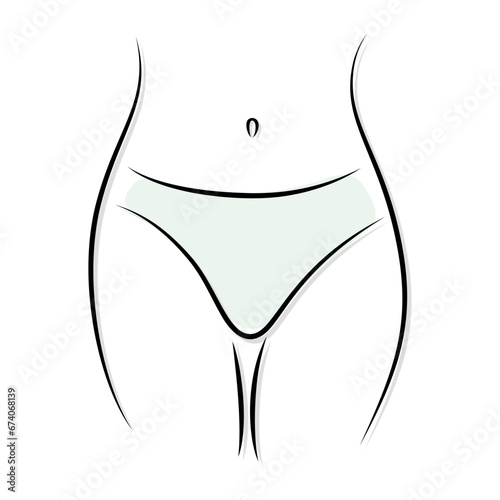 Graceful female figure in bikini. Beautiful women thin waist with underwear. Vector illustration on white background.