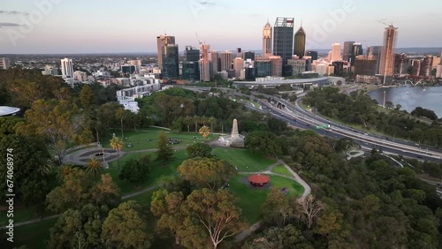 perth city skyline kings park 4k