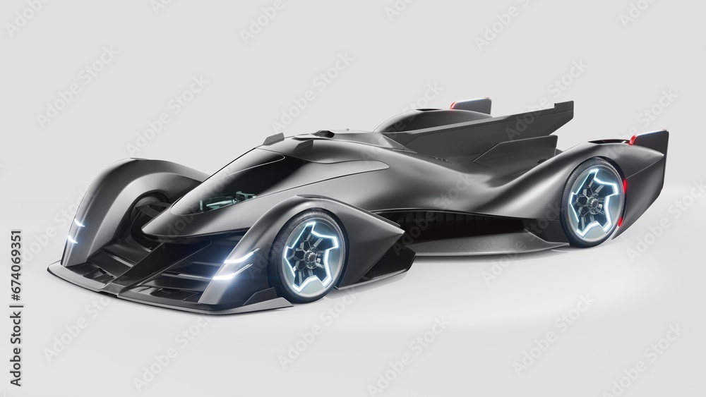 3D rendering of a brand-less generic concept racing car	
