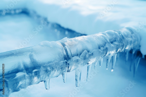 In the heart of winter, frozen water pipes outdoors pose a chilling challenge, as ice constricts the flow of essential water supply.