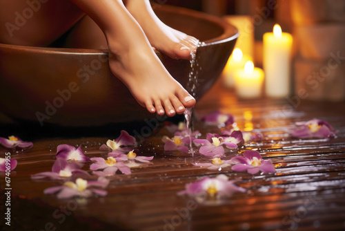 A female receiving a foot massage in a spa environment, promoting relaxation and self-care.