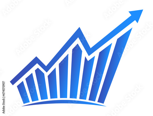 Graph logo with increase report. Diagram with rise and gain progress
