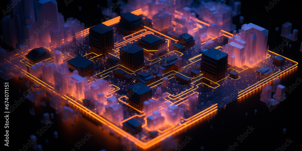 A Glowing Cityscape Illuminated by Computer Graphics A Glowing Cityscape Illuminated by Computer Graphics