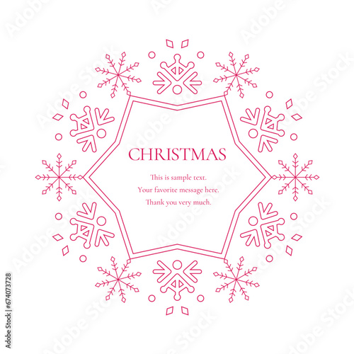 素材_フレーム_クリスマスをモチーフにした冬の飾り枠。赤色の高級感のある囲みのデザイン