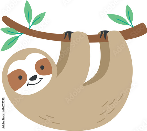 Sloth Hanging On Tree