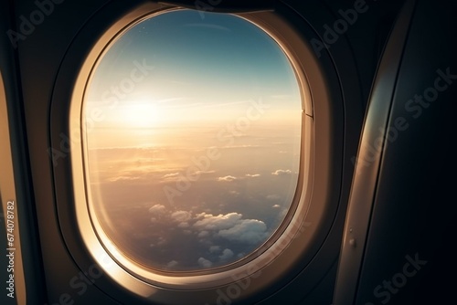 luxurious airplane window view. Generative AI