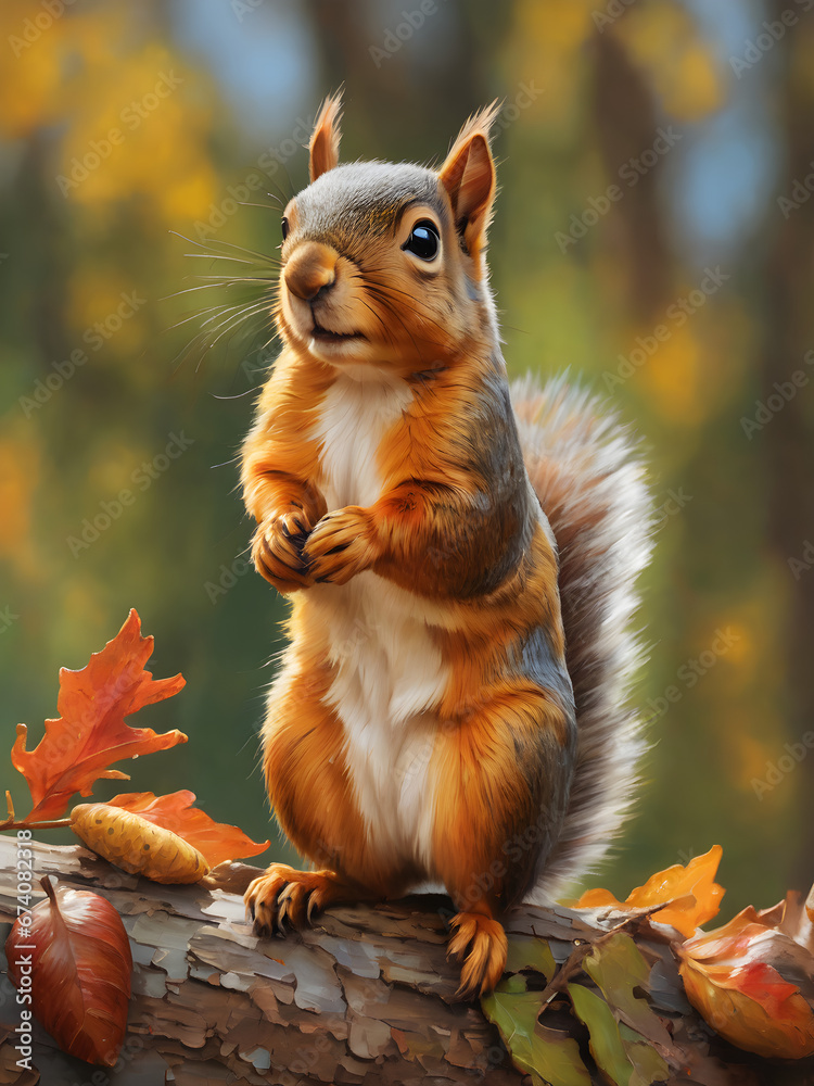 squirrel and acorn Created by artificial intelligence squirrel and acorn Created by artificial intelligence