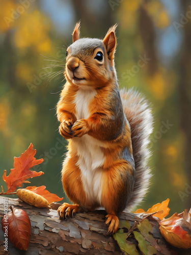 squirrel and acorn Created by artificial intelligence © pla2u