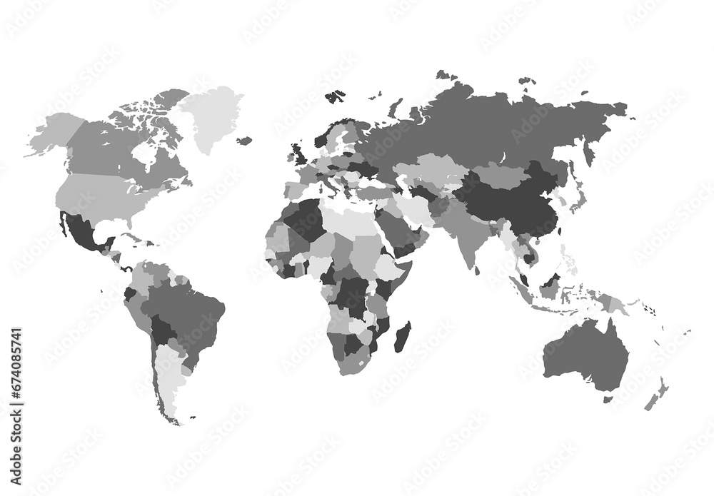 Vector illustration of world map isolated on white background Stock ...