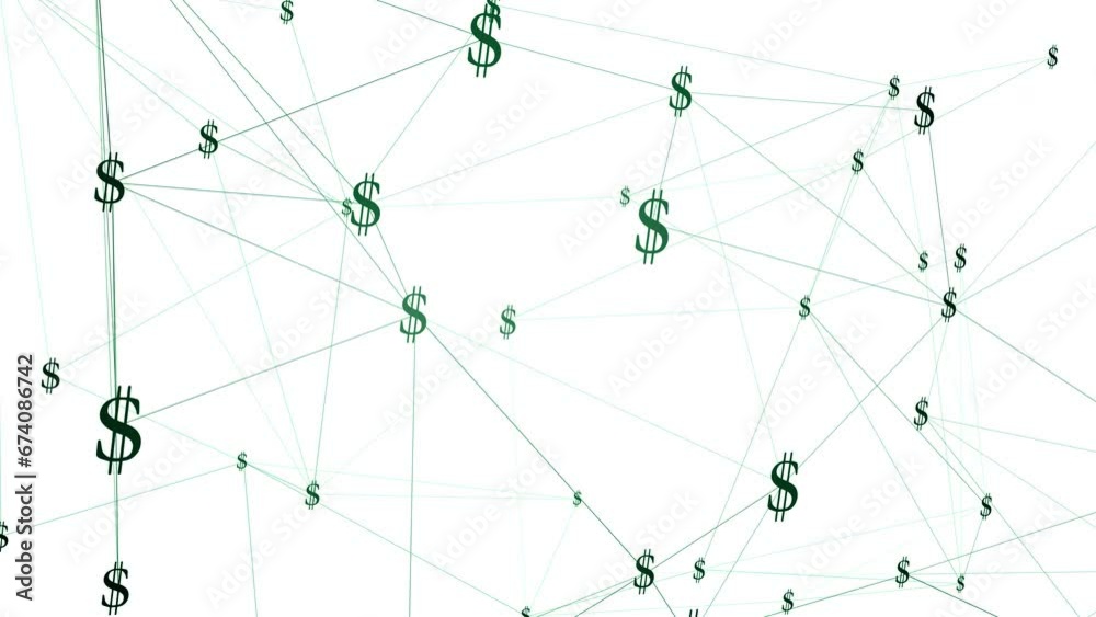 Business of money animated background depicting connection between dollars and corporate success. Dollars layout showcasing connection between money and profitability Business of money animated background depicting connection between dollars and corporate success. Dollars layout showcasing connection between money and profitability