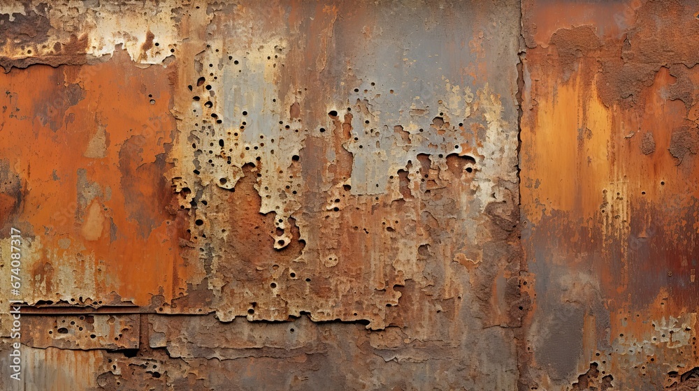 Blue orange rough and rusty old iron surface, a grunge abstract background Blue orange rough and rusty old iron surface, a grunge abstract background