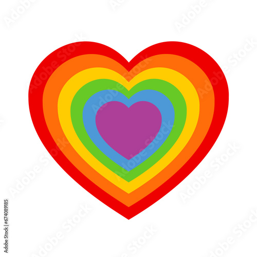 Rainbow love heart - homosexuality and homosexual sexual orientation and love relationship and partnership. Vector illustration isolated on white.