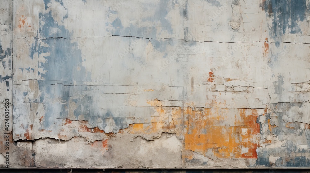 Blue orange textured backdrop, rough and rusty old iron surface, a grunge abstract background