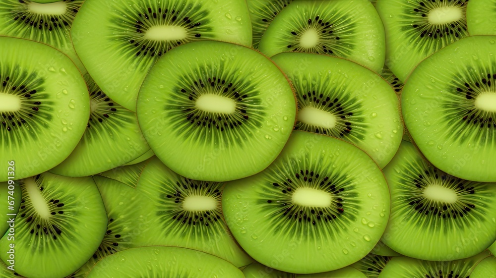 beautifully sliced kiwi forming an eye-catching background, a seamless pattern that highlights the vibrant colors and unique texture of this tropical fruit. SEAMLESS PATTERN. SEAMLESS WALLPAPER. beautifully sliced kiwi forming an eye-catching background, a seamless pattern that highlights the vibrant colors and unique texture of this tropical fruit. SEAMLESS PATTERN. SEAMLESS WALLPAPER.
