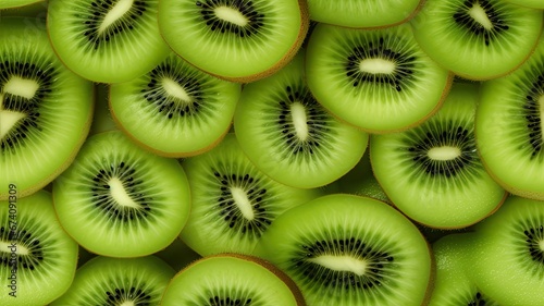 beautifully sliced kiwi forming an eye-catching background, a seamless pattern that highlights the vibrant colors and unique texture of this tropical fruit. SEAMLESS PATTERN. SEAMLESS WALLPAPER.