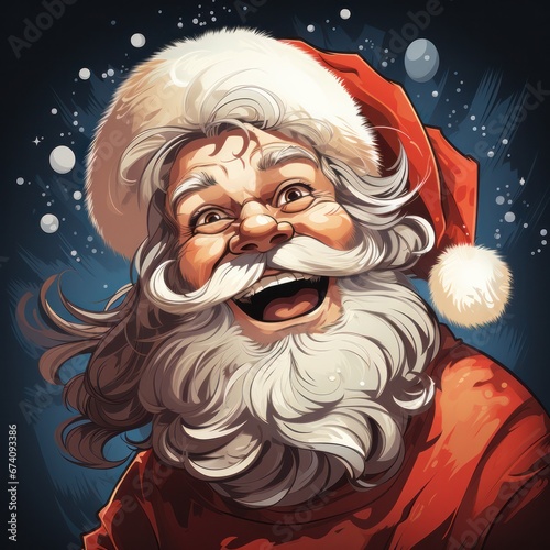 close-up of a smiling Santa Claus, in a watercolor style. Design for web, banner, poster, greeting card