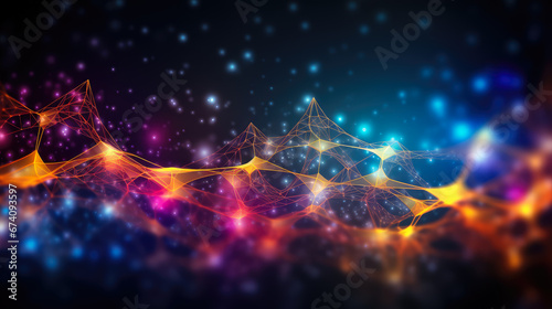 Abstract technology background with connected lines and dots. Big data visualization. Graphic concept for design
