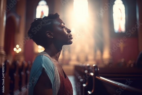 Prayer Christian black woman, AI generated