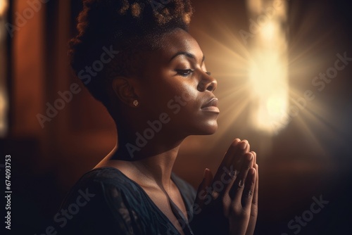 Prayer Christian black woman, AI generated